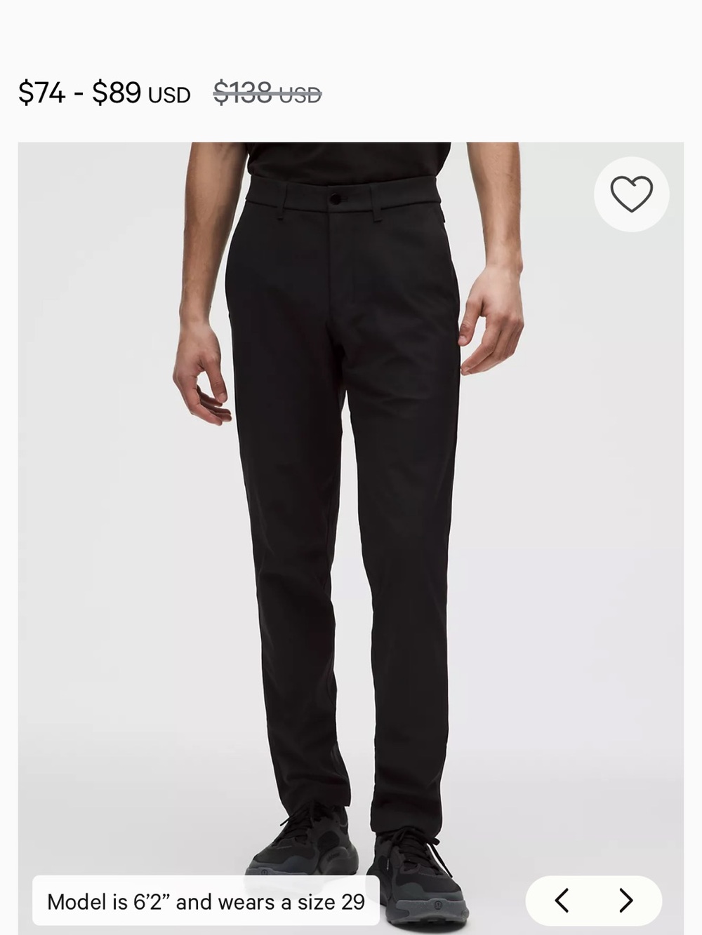Lululemon Commission Slim-Fit Pant 34L
Warpstreme size 36 new